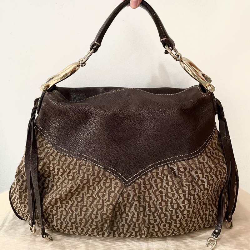 tas aigner original authentic second preloved branded kulit asli mix canvas