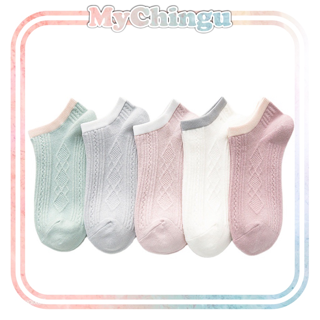 ❀ Chingu ❀ KK031 Kaos Kaki (Tanpa Kemasan) Wanita Tipis Pendek Semata Kaki Motif Blue Doggie Love Fashion Korea Women Sock Import Murah