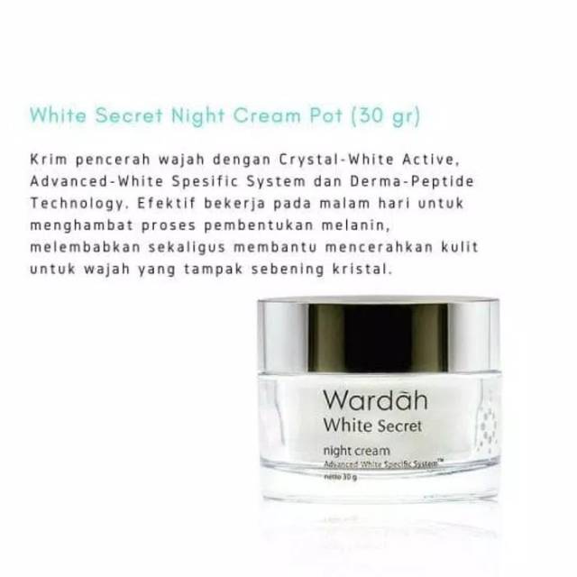 Wardah white secret night cream 30 gr / krim malam / krim pencerah wajah / pelembab wajah