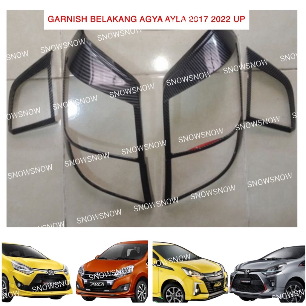 Paket Garnish Lampu Depan Belakang Agya Ayla 2017 2020 2022 Up Carbon Glossy