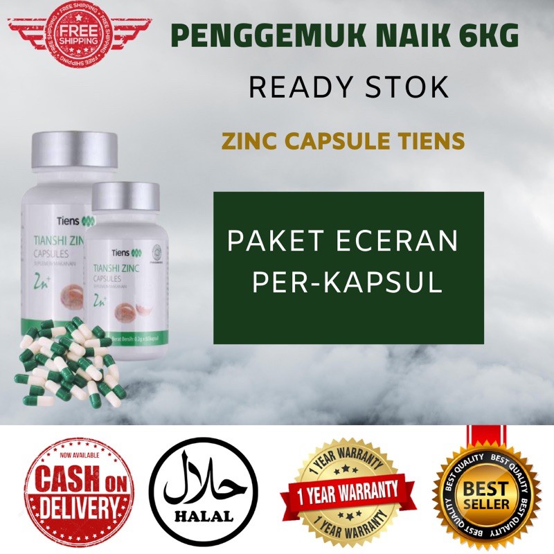 ECER KAPSUL Zinc Penggemuk Badan Ampuh | No.1 Dunia 100% Original Tiens | Bisa COD DIRUMAH ANDA
