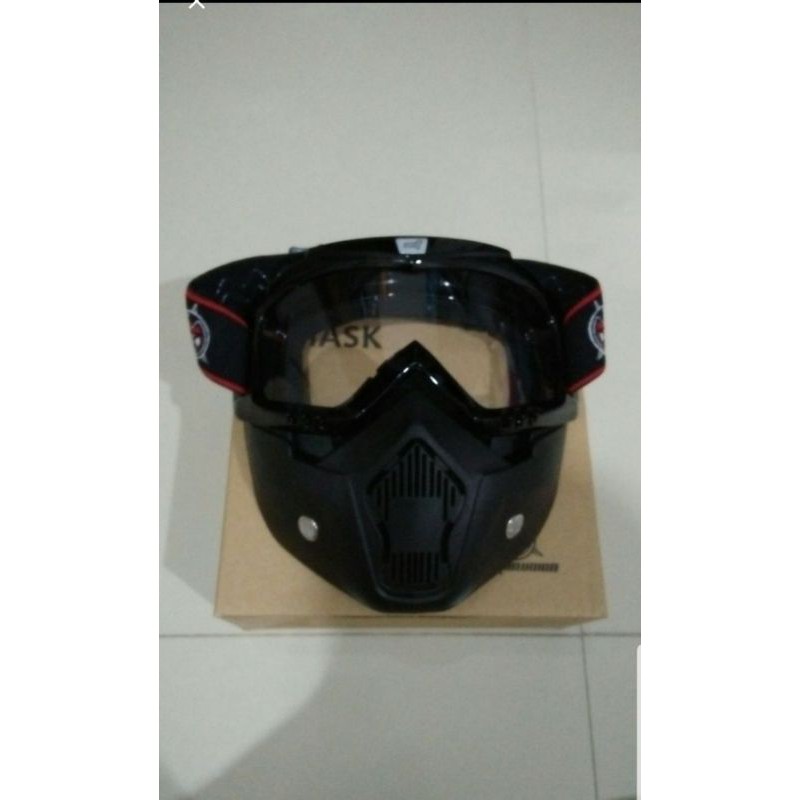 Goggle Mask Ant Man Union Full Hitam Kaca Bening