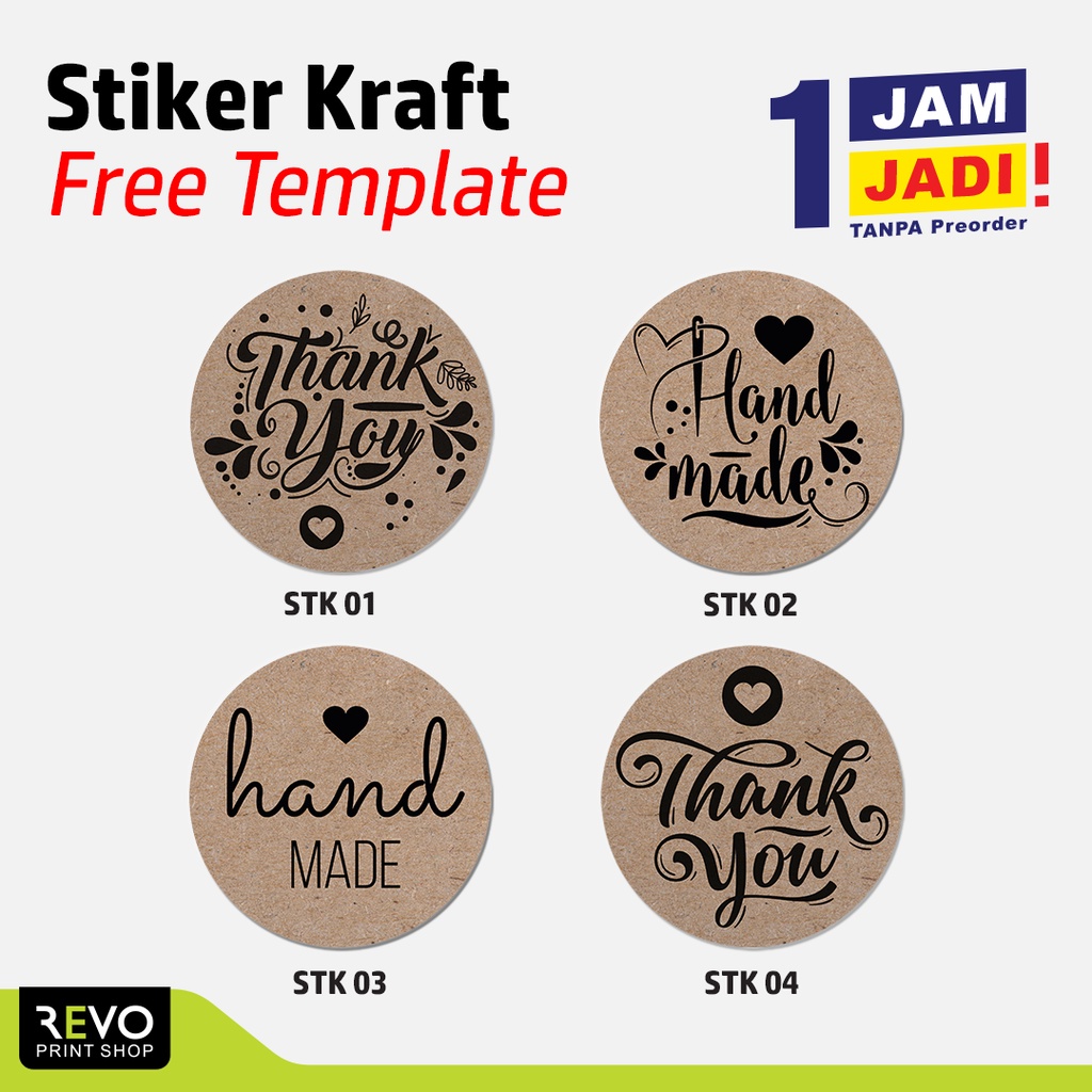 

Stiker Thank you/Stiker Kraft/Stiker hand made