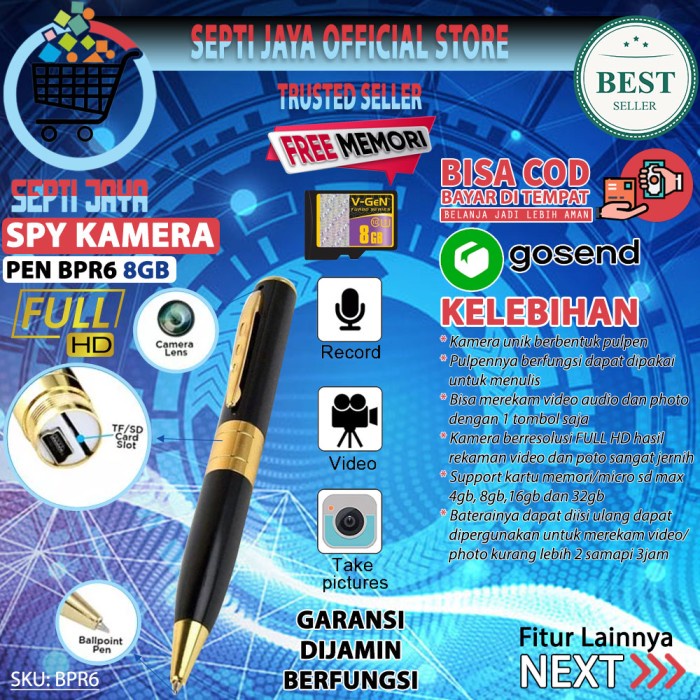 

Pulpen Kamera + 8Gb Spy Pen Foto Video Recorder Spycam Unik Original