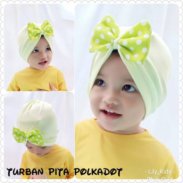 Turban anak pita polkadot