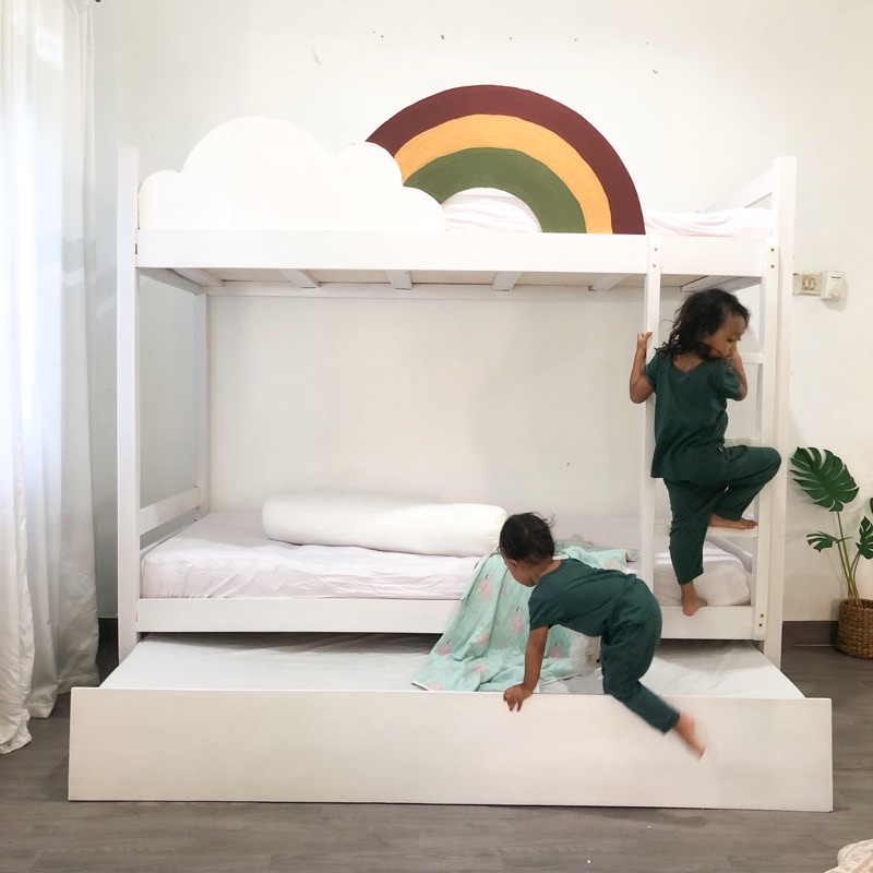 3 TINGKAT tempat tidur anak tingkat Rainbow | tempat tidur tingkat anak minimalis | dipan tingkat an