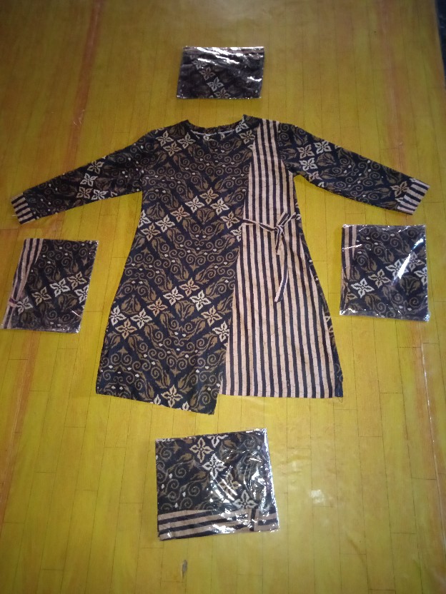 Tunic Ziggy Tali Bunga Zigzag Lawasan Tunik Batik Sogan Seragam Kantor Kerja