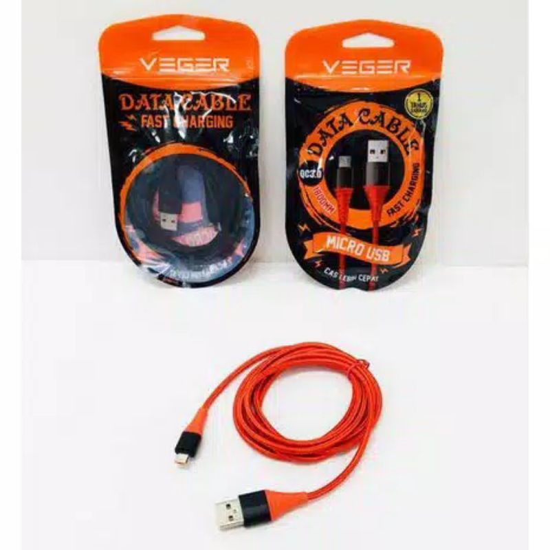 VEGER Durabel Kabel Data Cable Micro &amp; Type  C USB VP-14 Quick Charger 3.0