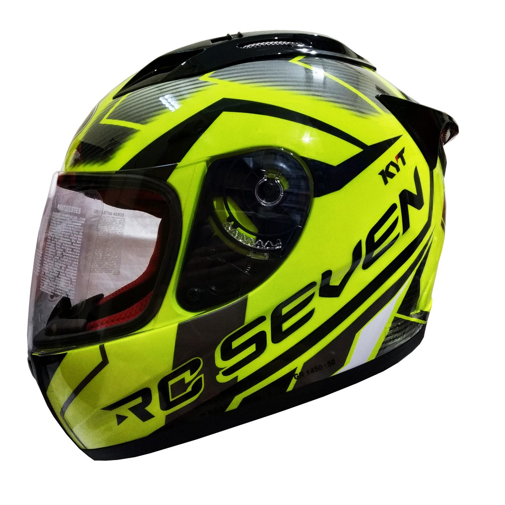 HELM KYT RC SEVEN #18 BLACK YELLOW FLO SINGLE VISOR ORIGINAL KYT