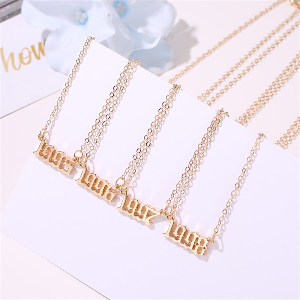 Kalung choker Liontin Digital Gaya Vintage retro Warna Emas / silver Untuk Wanita