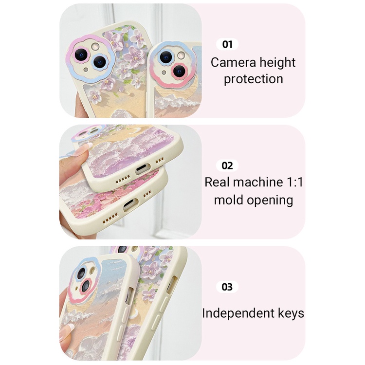 Soft Case Silikon Motif Bunga Untuk iPhone 11 12 13 Pro Max XR X XS Max