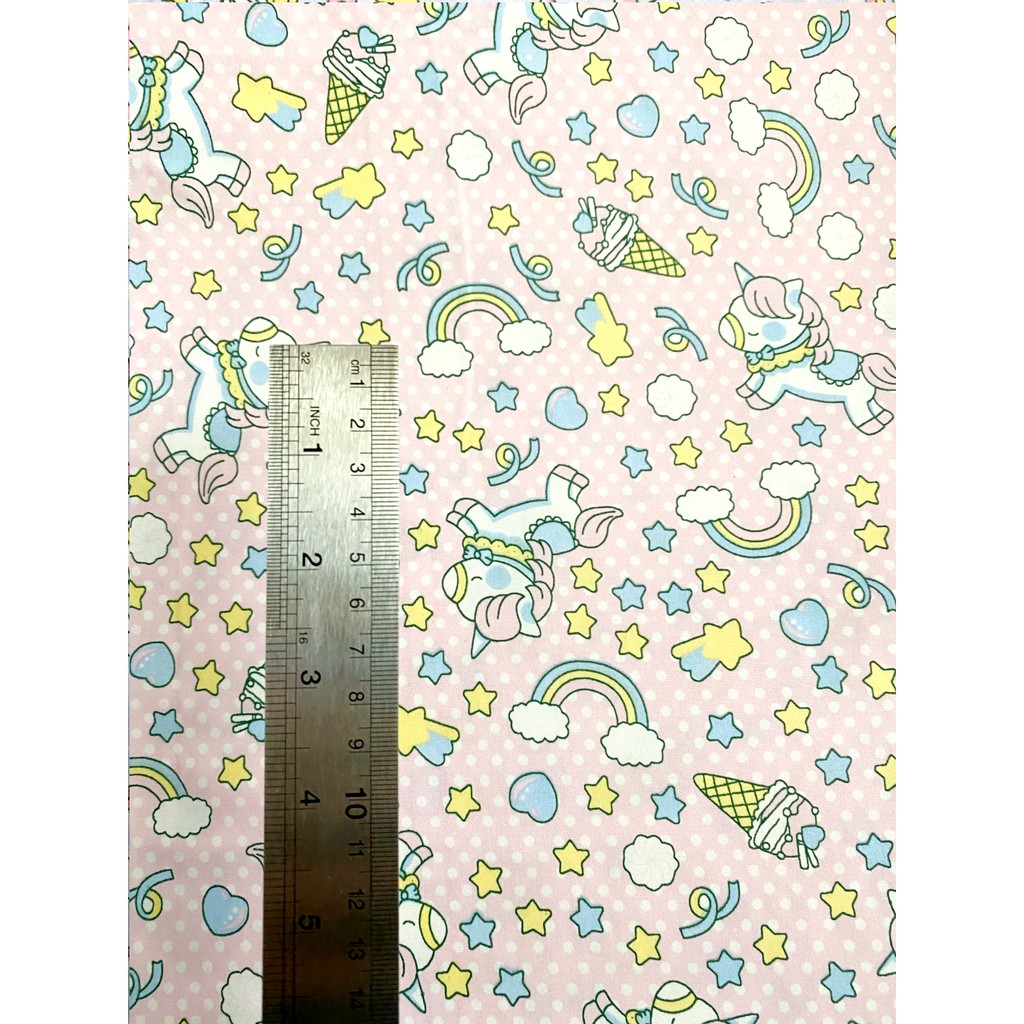 Bahan Kain Sprei Bahan MIKROTEX Motif UNICORN PELANGI anak Meteran (kain meteran)