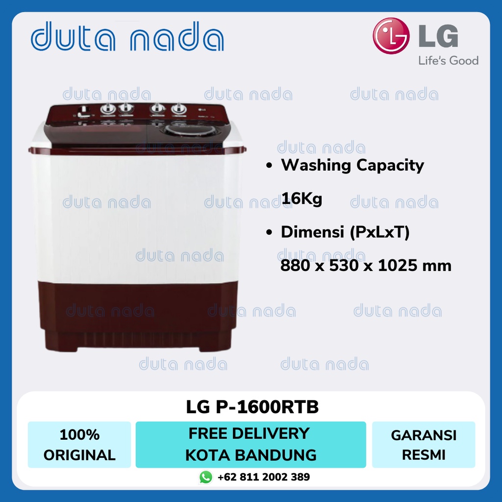 LG Mesin Cuci 2 Tabung 16Kg P-1600RTB