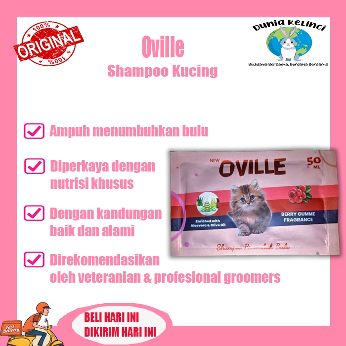 Shampo Kucing Oville 50 ml cat menumbuhkan bulu rontok dan botak