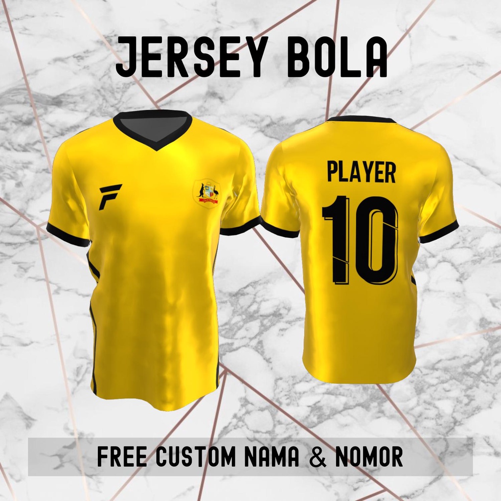 Jersey Australia Timnas Negara Bola Baju Kaos Custom Nama dan Nomor Punggung - 203