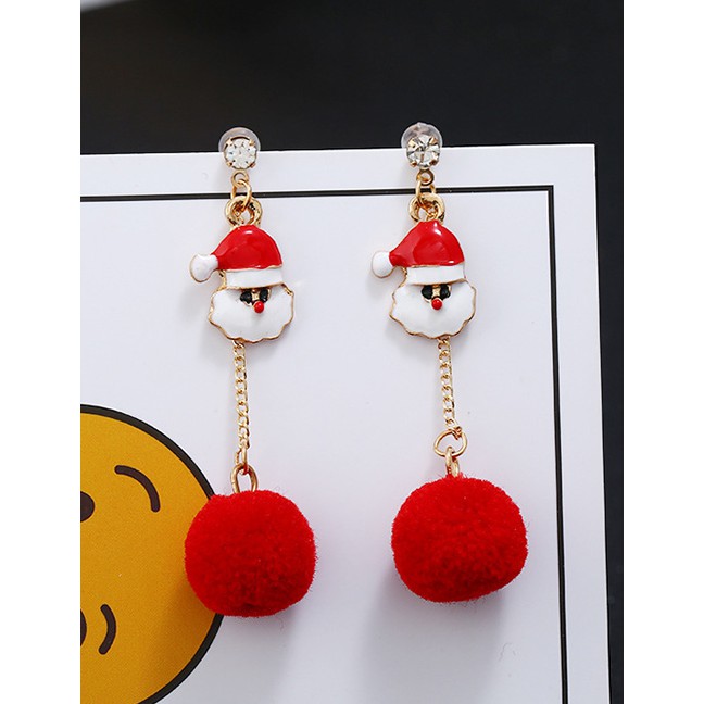 LRC Anting Tusuk Fashion Color Snowman Elk Earrings D22063