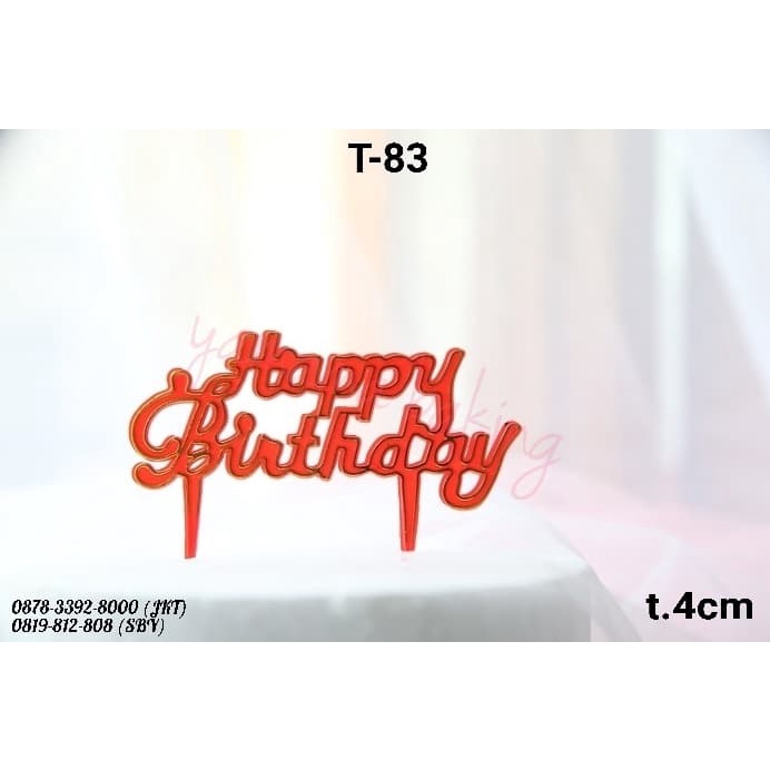 

KUE-PENGHIAS-ALAT- T-83 CAKE TOPPER HIASAN KUE TULISAN HAPPY BIRTHDAY HBD MERAH GOLD -ALAT-PENGHIAS-
