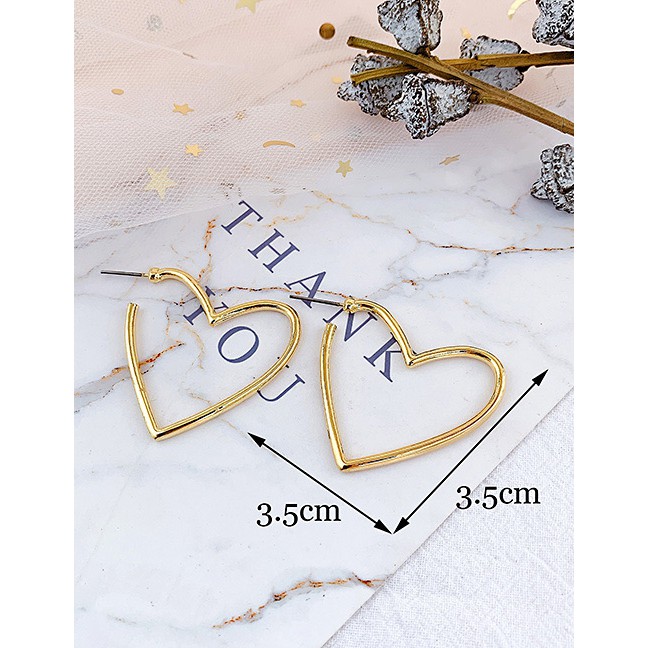 LRC Anting Tusuk Fashion Gold Alloy Love Earrings F54106