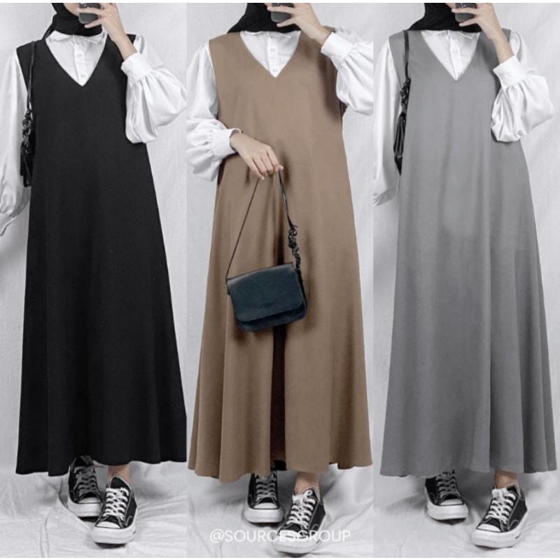 BISA COD INNER LONG DRESS KERAH V