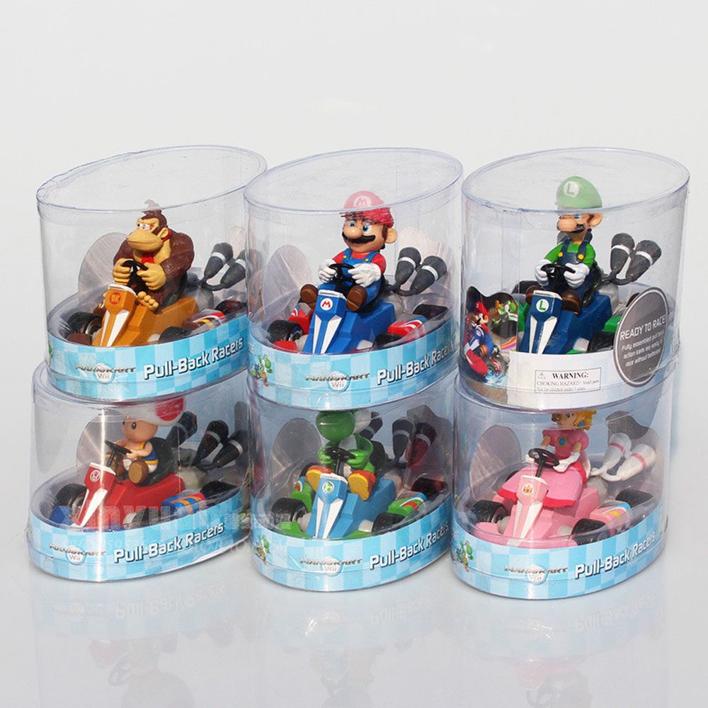 Needway  Children Gift Super Mario Anime Kart Pull Back Cars Martin pull back car Car Model Toys Princess Figure Creative Dragon Toy Mushroom PVC Bowser Figure Monkey Dragon Kart