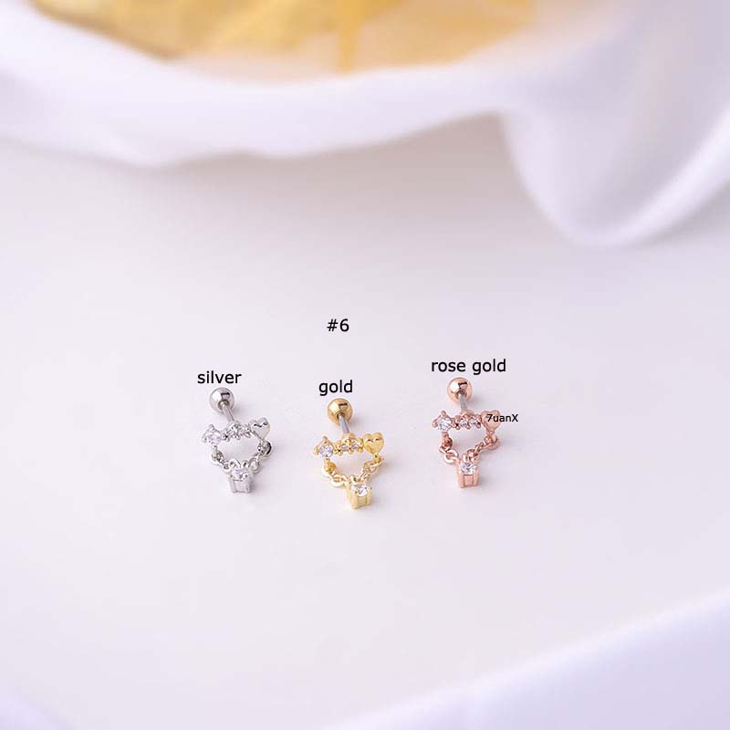 1pc Anting Tindik Bentuk Daun Butterfly Untuk Helix Upper Lobe 20gauge