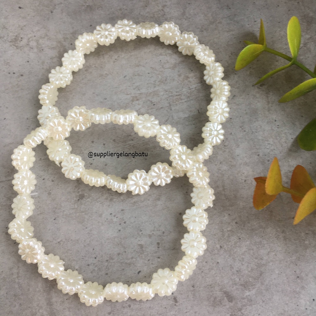 GELANG Mutiara Sintetis BUNGA MATAHARI WHITE PEARL kado aksesoris