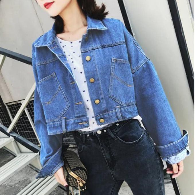 Jaket levis wanita crop denim//Jaket jeans crop sexy