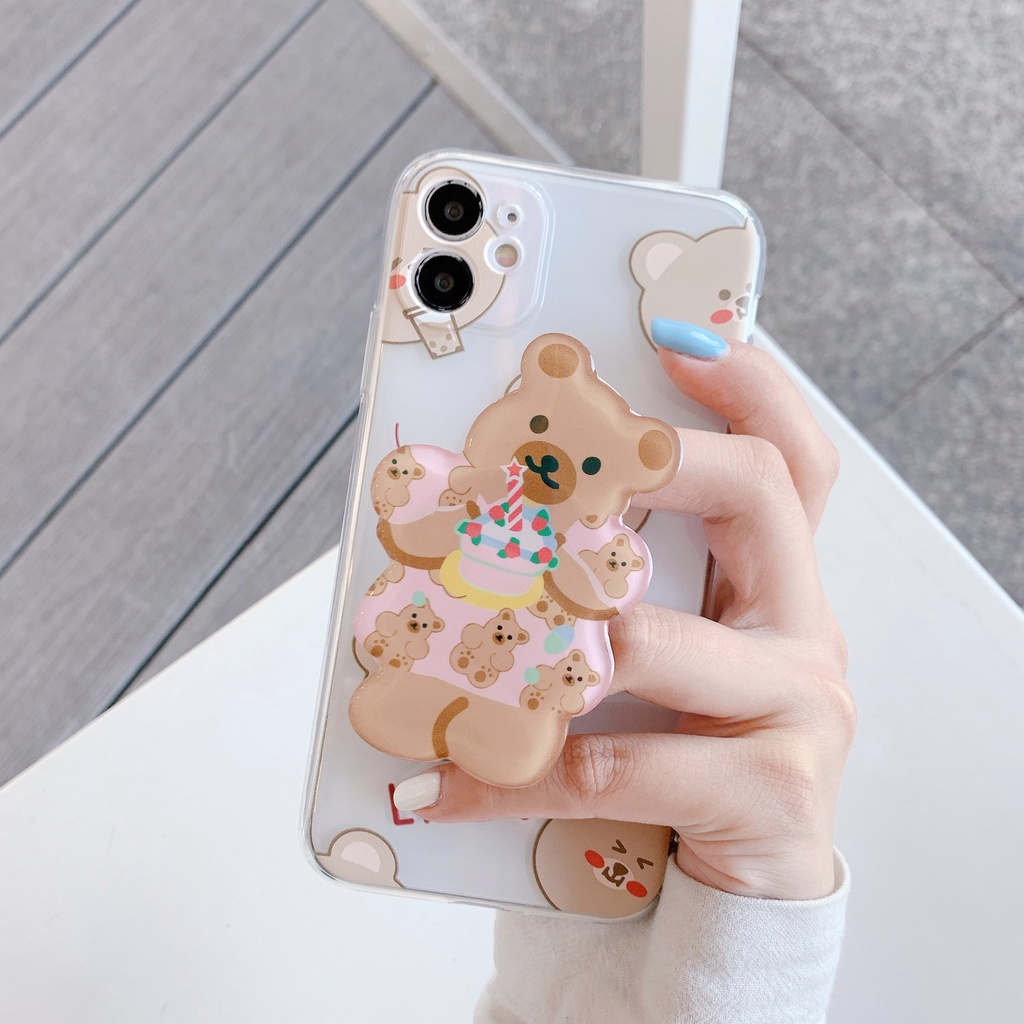 ins bear Bracket Phone Holder Expanding Stand and Grip Popsocket