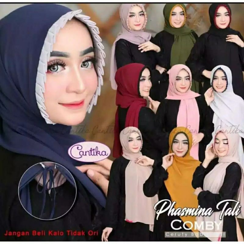 (BISa COD) PASMINA KCB KOMBINASI BAHAN DIAMOND ORIGINAL HIJAB INSTAN KERUDUNG INSTAN