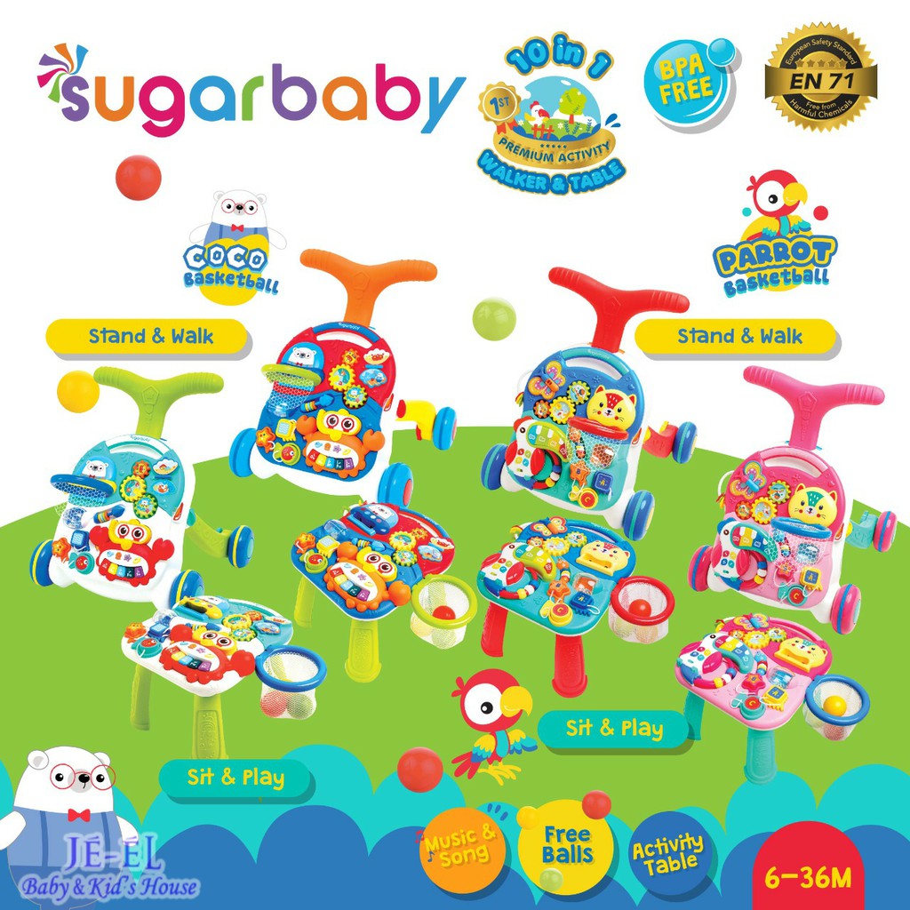 Sugar Baby Alat Belajar Jalan 10 in 1 Premium Activity Walker and Table