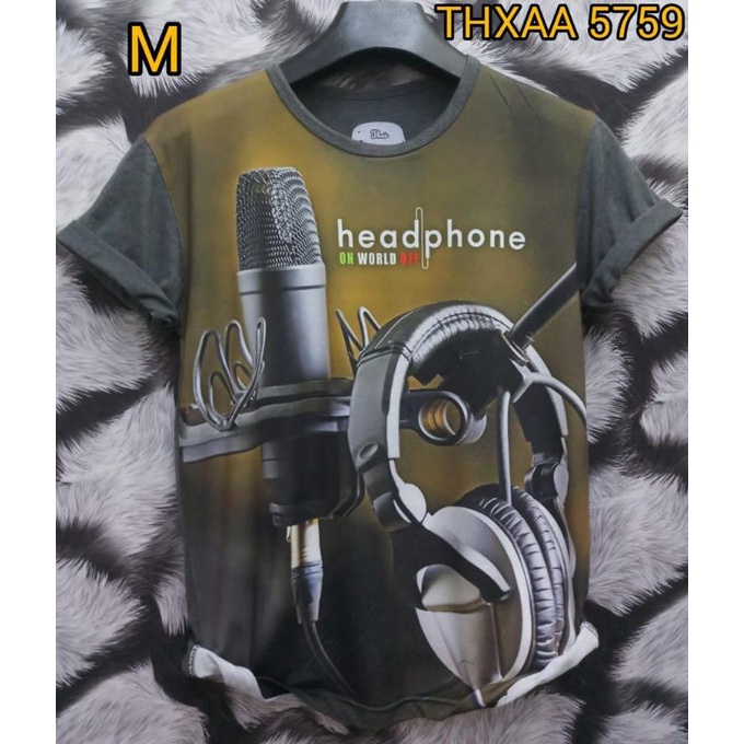 Kaos distro fullprint lengan pendek headphone