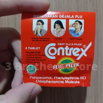 Contrex Strip isi 4 tablet Obat Flu Pilek Demam Sakit Kepala Bersin