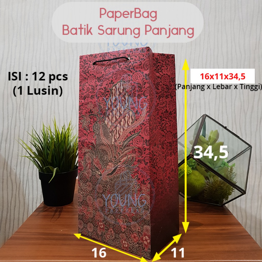 

Paper Bag Batik Sarung Panjang motif Burung (1 lusin (12pcs))