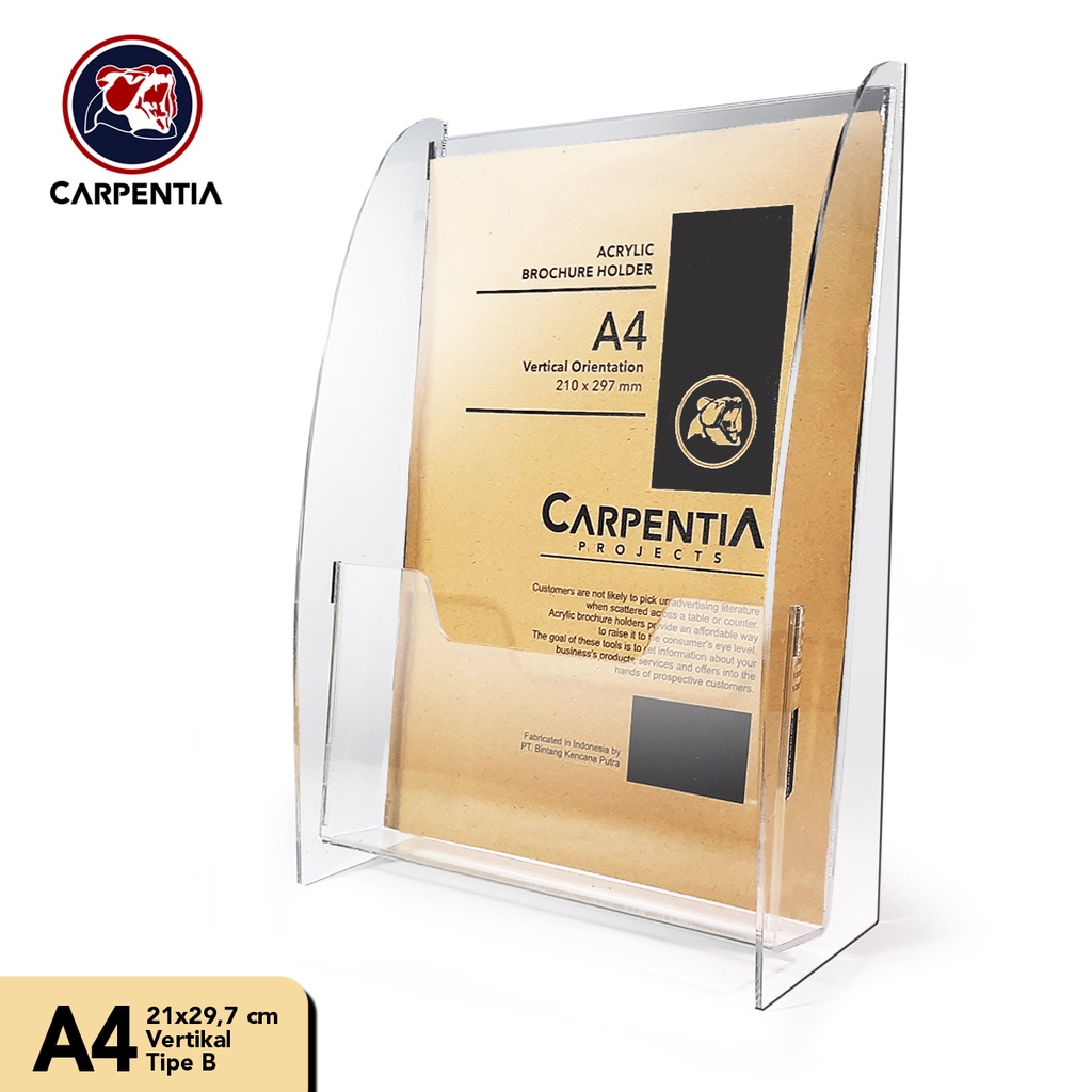 

Carpentia Brochure Holder Acrylic/Tempat Brosur Akrilik A4 - Tipe B Bening /3 mm