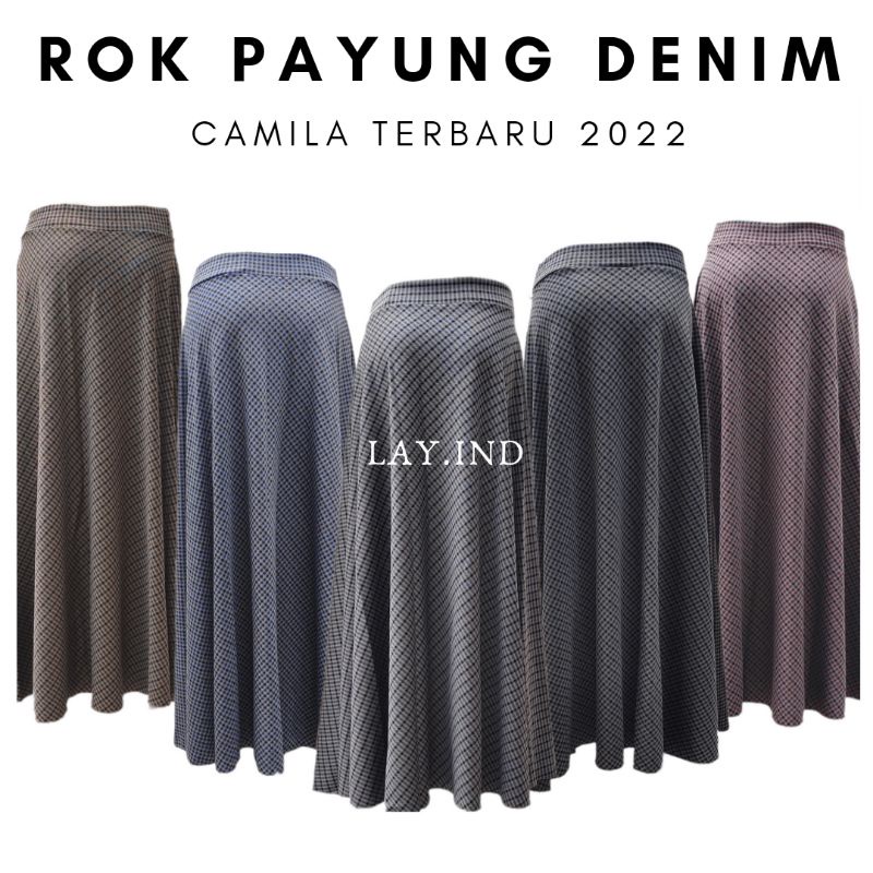 Rok Camila Denim Ramie // Rok Mayung Panjang 93 cm // Rok Terbaru