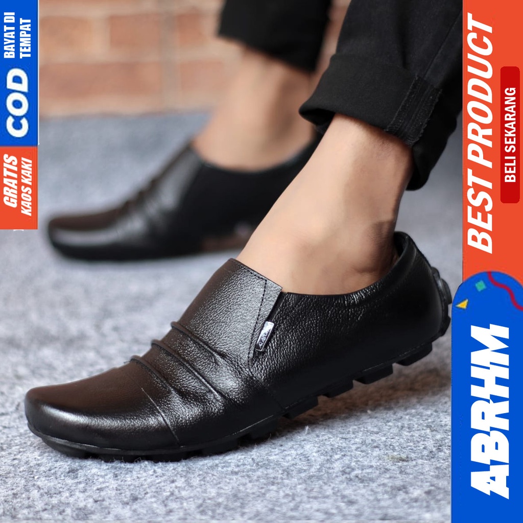 ABRHM FLUD Sepatu Formal Pantofel Kerja Hitam