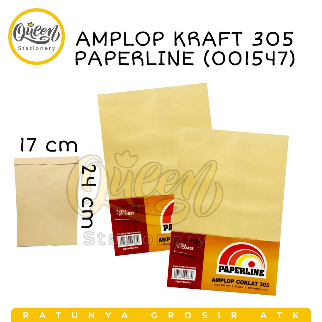 

1 PAK (100 LEMBAR) AMPLOP KRAFT 305 PAPERLINE / AMPLOP COKLAT / AMPLOP KRAFT PPL (001547)