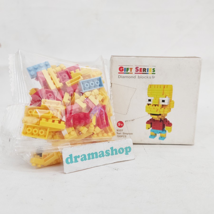 Mainan anak merakit Rakitan Lego Mini Brick Nano Diamond Block karakter bart simpson