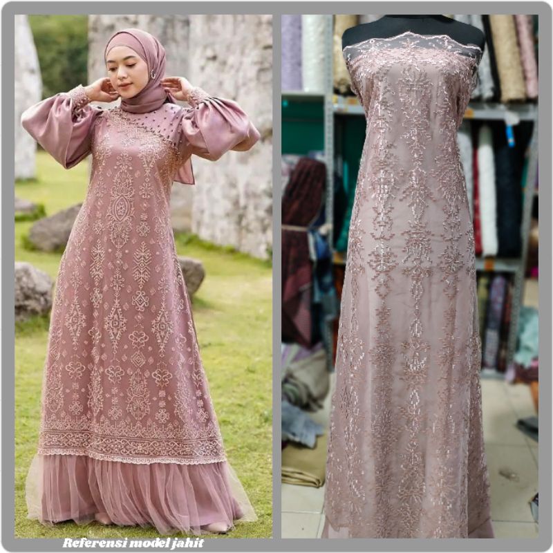 Brukat Tile Sapto , Bahan dress Nagita Slavina