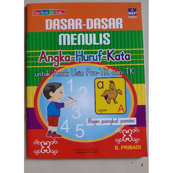 buku bekas dasar-dasar menulis angka-huruf-kata untuk anak usia Pra TK dan TK