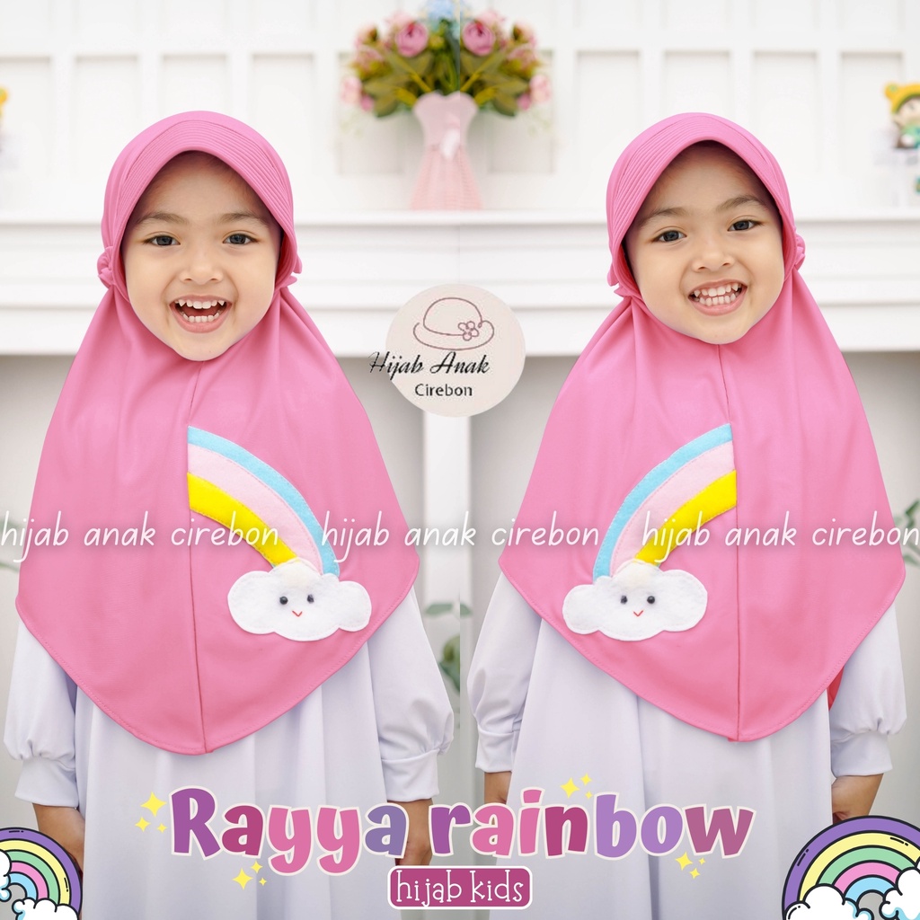 Hijab Anak TK Rayya Rainbow / Hijab Anak TK Kekinian / Hijab Anak TK Tali Karet / Jilbab Anak Karakt