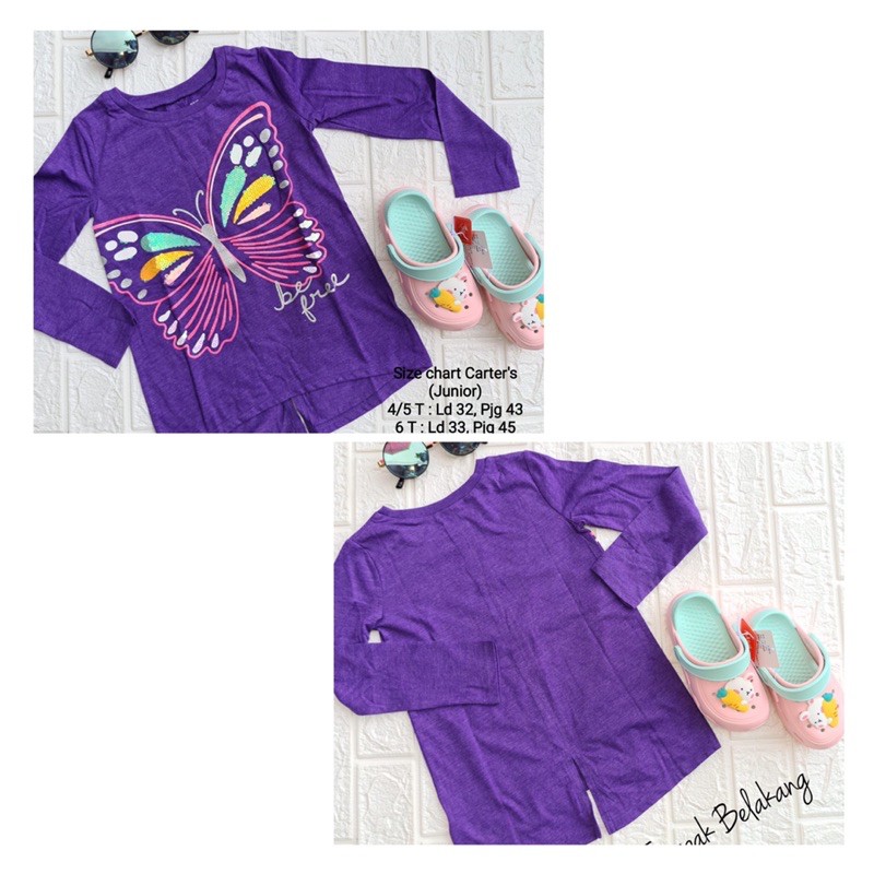 Kaos anak perempuan original carters kaos baby girls kids girl tshirt size usia 2 sd. 14 tahun