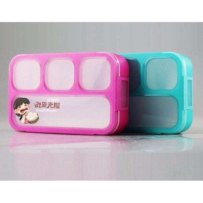 Yooyee Kotak Makan / Lunch Box / Ompreng / Tepak / Food Box Jinbao Kecil 4 Sekat Grid 605