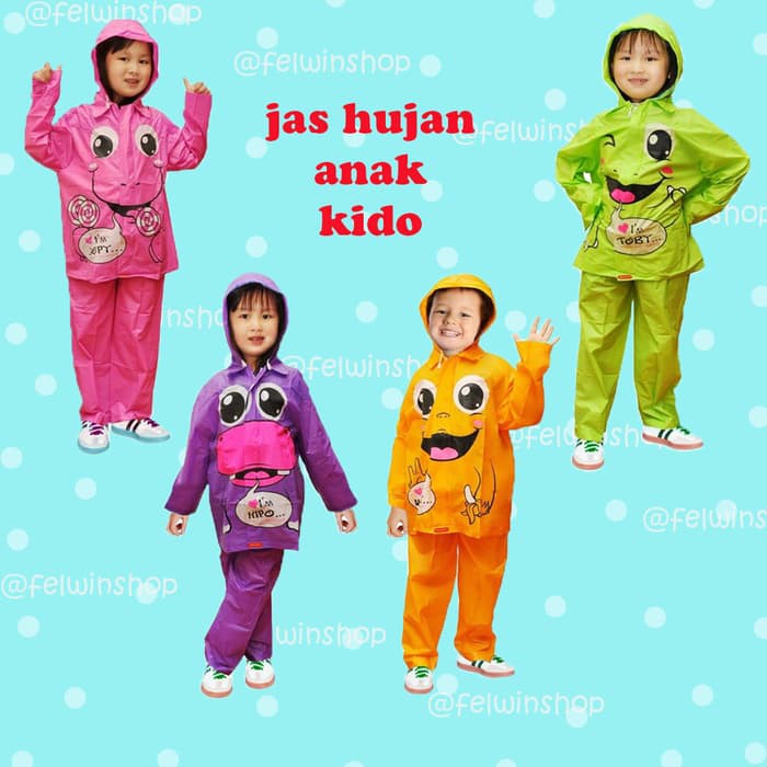 Setelan Jas Hujan anak-
 Jas Hujan Anak Lucu TK /Paud Kido