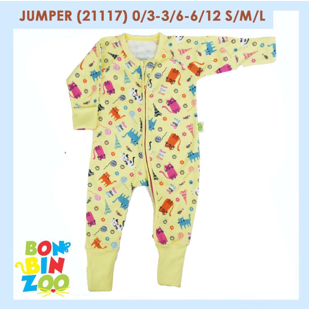 Sleepsuit Resleting Bonbinzoo SNI bahan halus 0-3 3-6 6-12 / S M L piyama bayi