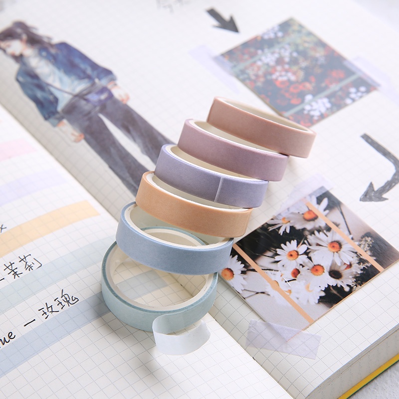 6 Rolls Morandi Multi-Color Washi Tape Stickers Handbook DIY Deco Tape