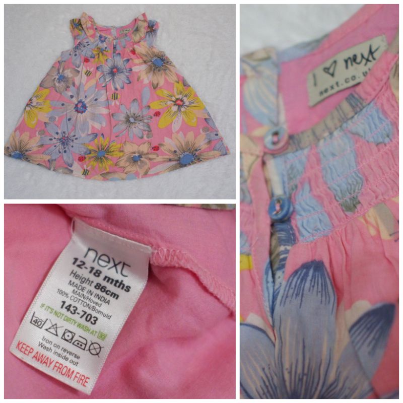 Preloved Like new DRESS NEXT BABY ori - SIZE 12-18m /up to 2y smocked dress
