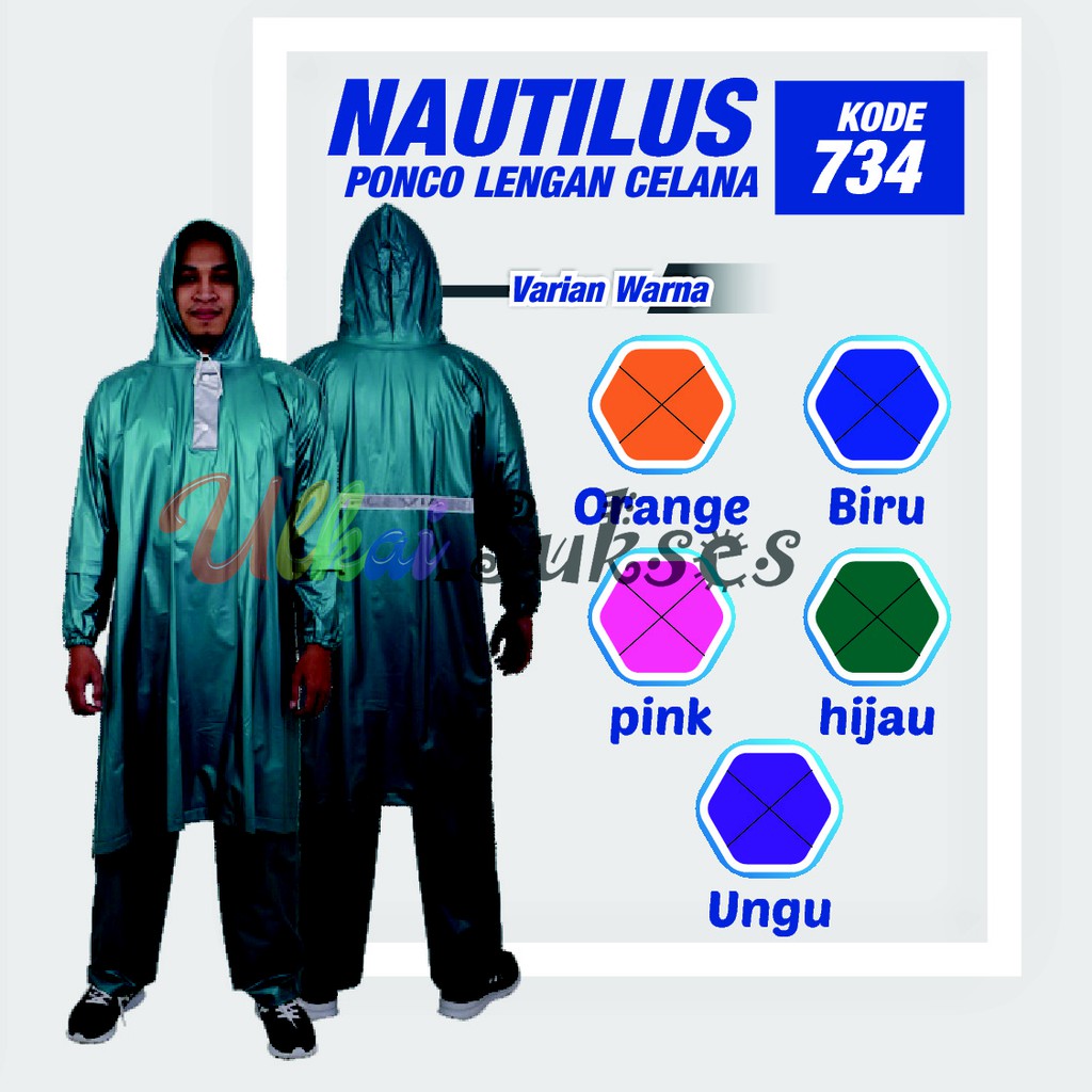 Plevia Jas Hujan Setelan Nautilus Ponco Celana 734 - Raincoat Jas Hujan Dewasa Pria Wanita Murah