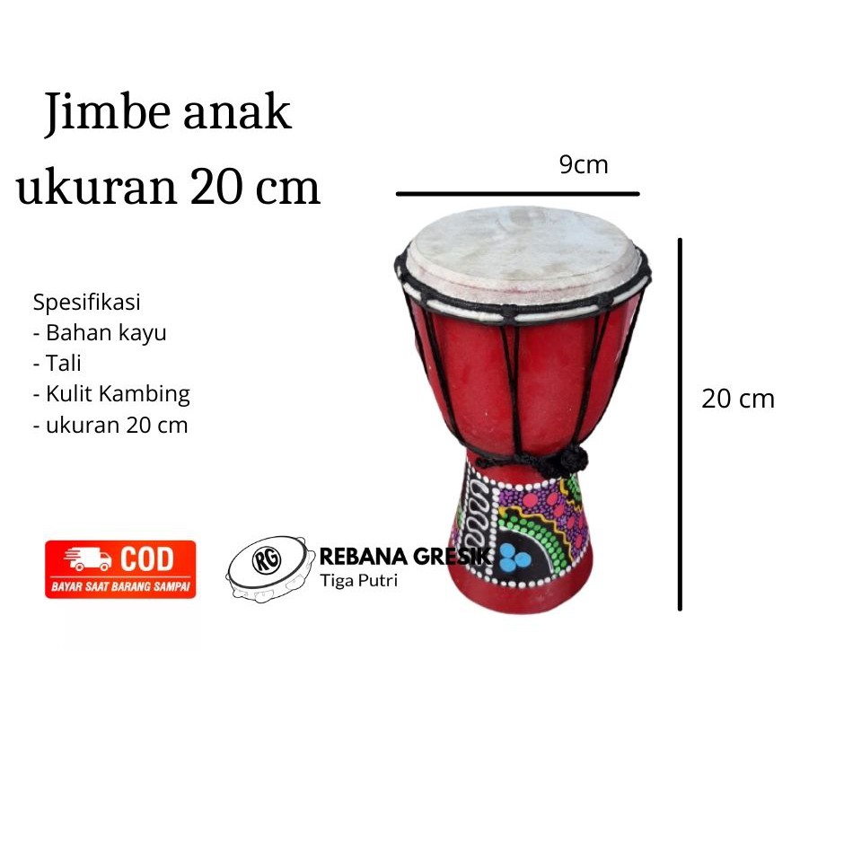 Alat Musik Jimbe / Gendang / Alat Musik Tradisional / Jimbe ukuran 20 cm alat musik anak mainan anak