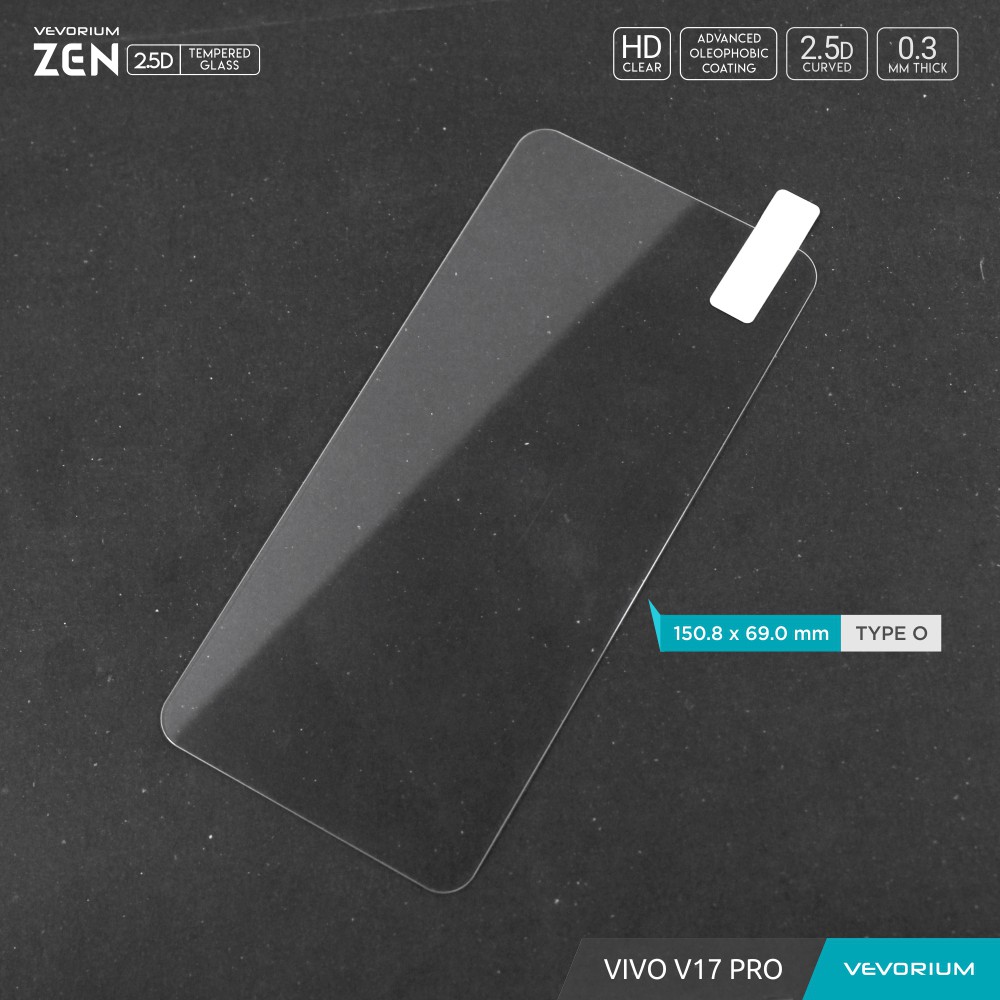 VEVORIUM ZEN 2.5D Clear VIVO V17 PRO Tempered Glass Kaca Screen Guard Anti Gores Kaca